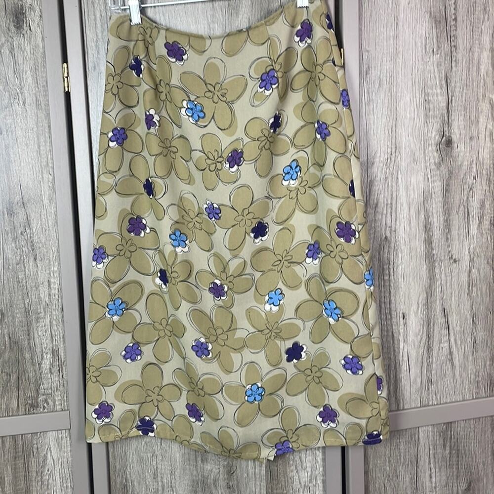 Vintage 90's Uniform John Paul Richard tan floral skirt women's 10